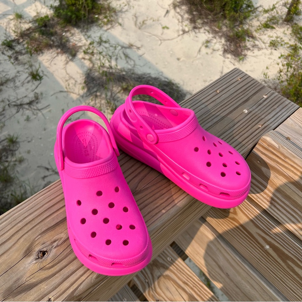 Pink Platform Crocs